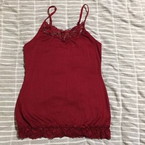 Red lace tank top